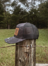 Load image into Gallery viewer, Trucker Hat - Black Camo/Black with Leather Patch
