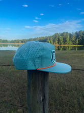 Load image into Gallery viewer, Perforated Rope Hat - Deep Turquoise/Orange Rope