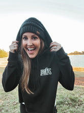 Load image into Gallery viewer, Women's Lightweight Crop Hooded Sweatshirt - Black