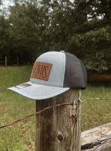 Load image into Gallery viewer, Trucker Hat - Heather Grey/Black with Leather Patch
