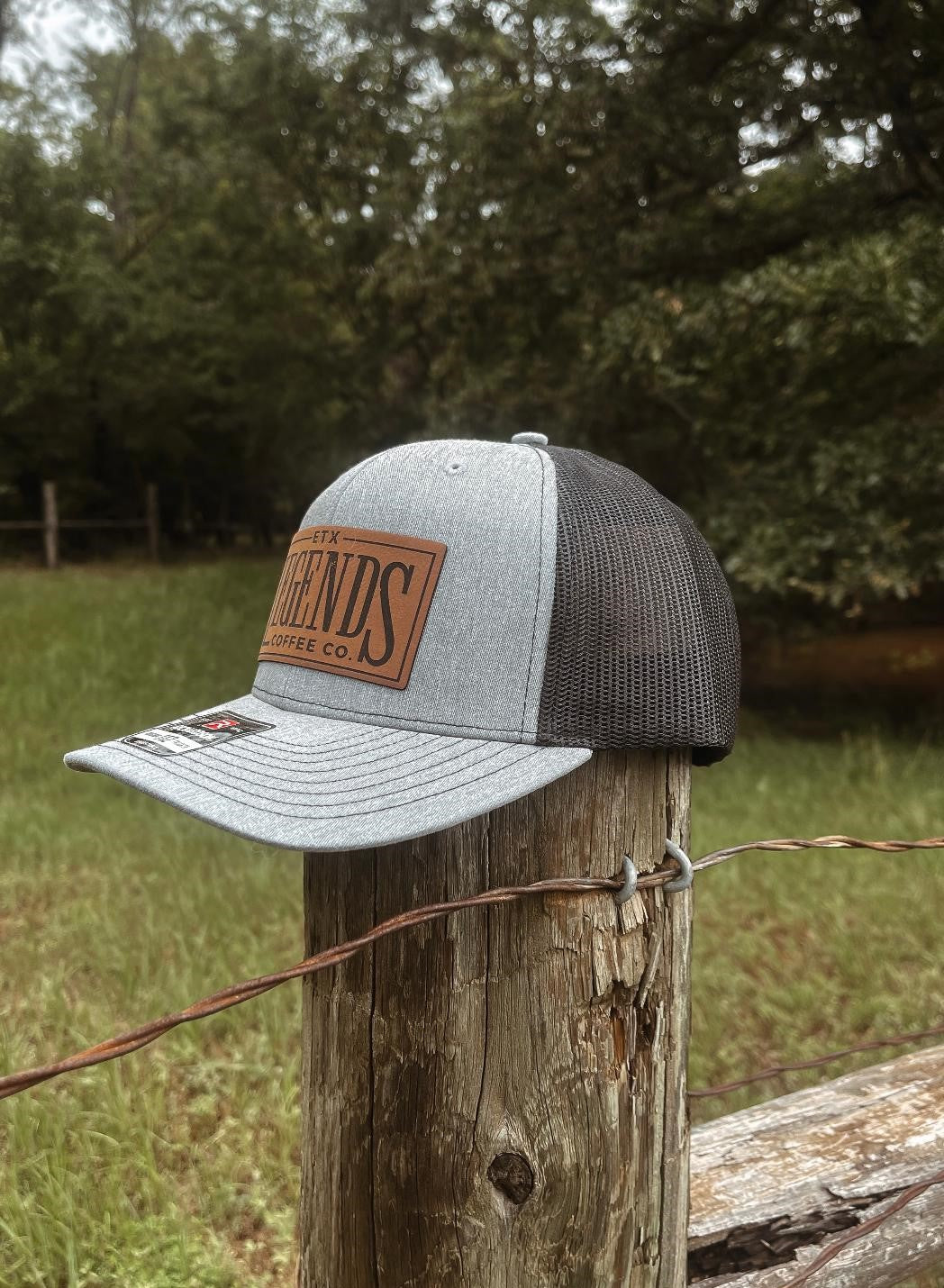 Trucker Hat - Heather Grey/Black with Leather Patch
