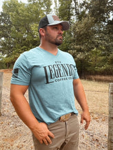 Load image into Gallery viewer, Men’s V-Neck – Heather Deep Teal w/ Black Logo