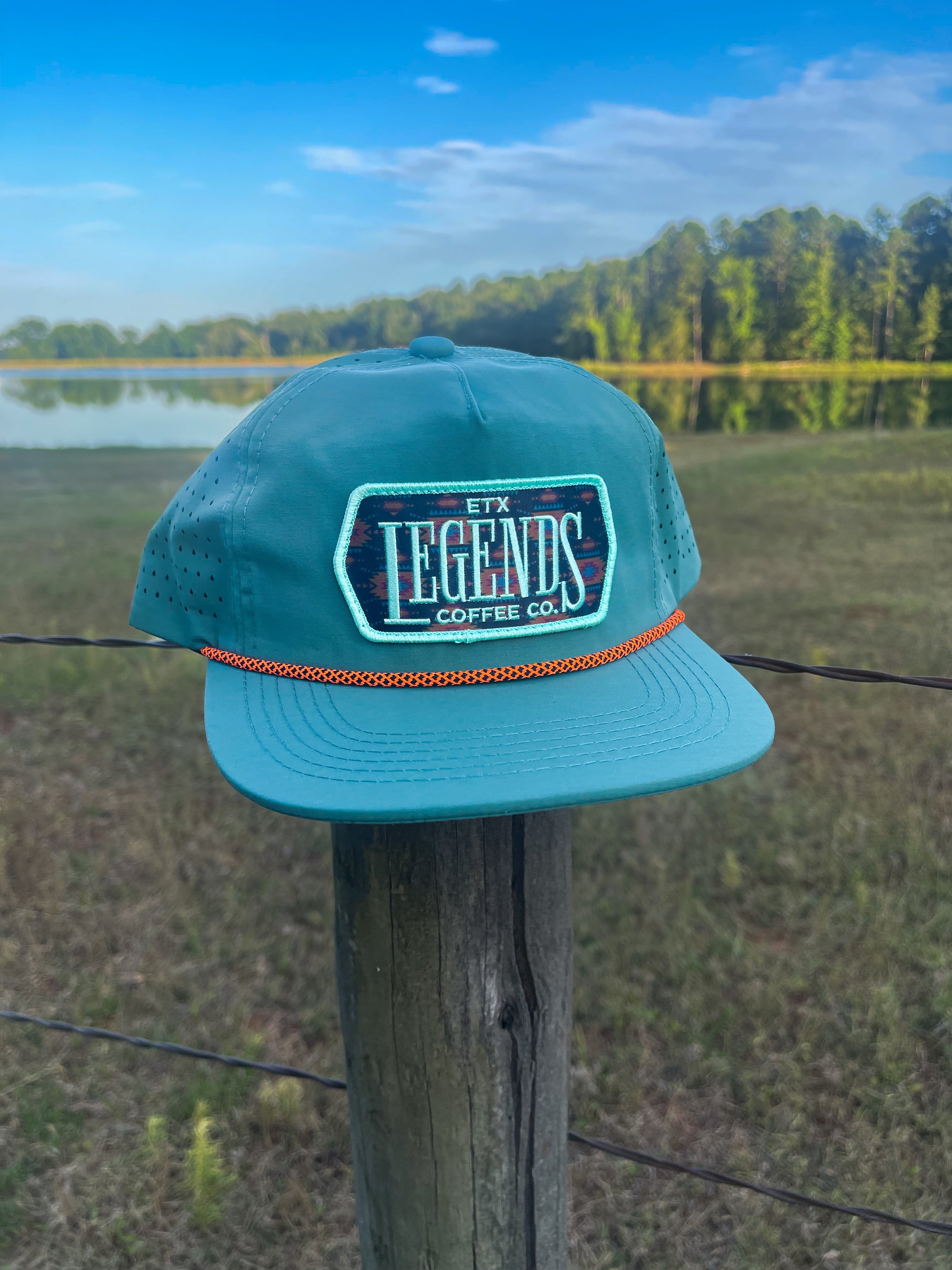 Perforated Rope Hat - Deep Turquoise/Orange Rope – ETX Legends