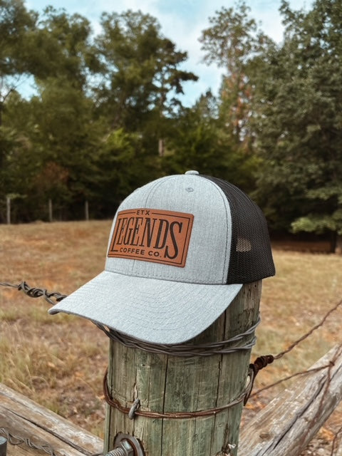 Trucker Hat - Heather Grey/Black with Leather Patch
